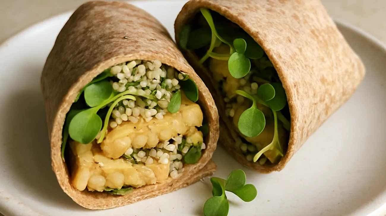 Tempeh-Wraps mit Hanfsamen und Microgreens"